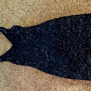Blue sequin double lined dress size large